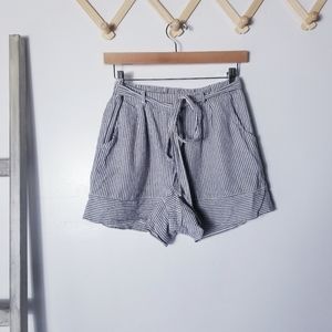 LA HEARTS BLUE AND CREAMY WHITE STRIPED HIGH WAISTED SHORTS SIZE SMALL